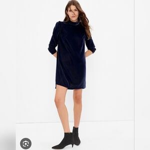 Gap Puff Sleeve Mock Neck Velvet Mini Dress